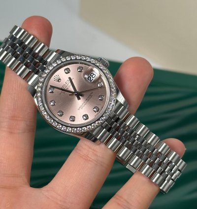 Rolex Datejust 31 Pink Diamond Dial Diamond Bezel Jubilee
