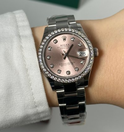 Rolex Datejust 31 Pink Diamond Dial Diamond Bezel Oyster