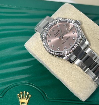 Rolex Datejust 31 Pink Diamond Dial Diamond Bezel Oyster