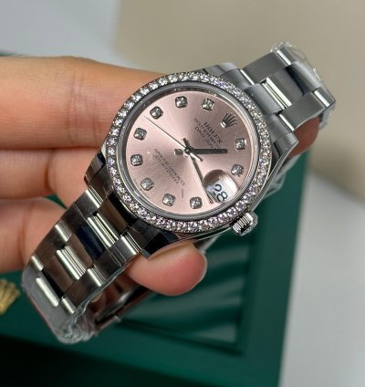Rolex Datejust 31 Pink Diamond Dial Diamond Bezel Oyster