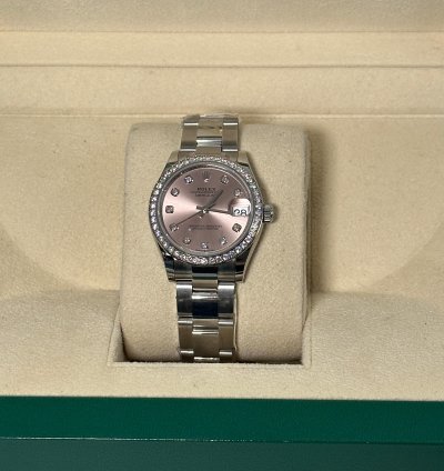 Rolex Datejust 31 Pink Diamond Dial Diamond Bezel Oyster