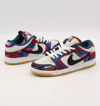Nike Sb Dunk Low Pro Parra Abstract Art Fire Pink Gym Red Mocha Blue
