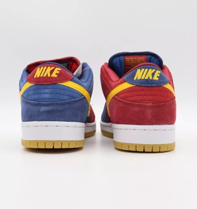 Nike Sb Dunk Low Barcelona Red Wine Navy Blue Yellow Burgundy