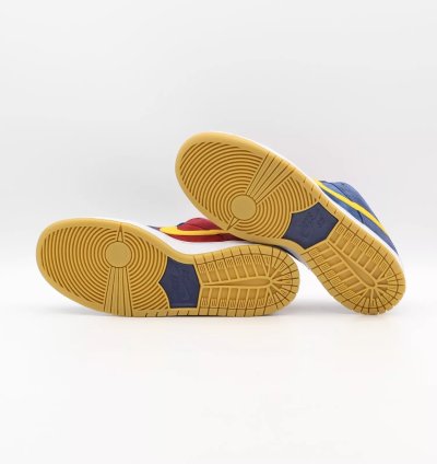 Nike Sb Dunk Low Barcelona Red Wine Navy Blue Yellow Burgundy