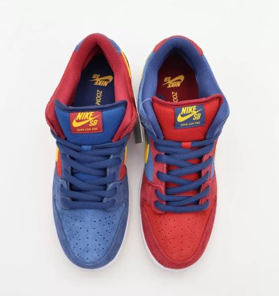 Nike Sb Dunk Low Barcelona Red Wine Navy Blue Yellow Burgundy