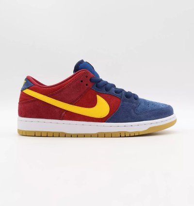 Nike Sb Dunk Low Barcelona Red Wine Navy Blue Yellow Burgundy