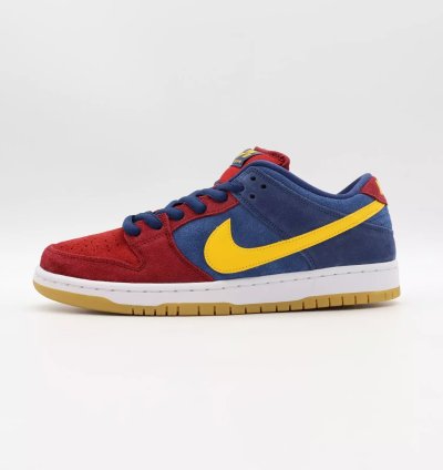 Nike Sb Dunk Low Barcelona Red Wine Navy Blue Yellow Burgundy