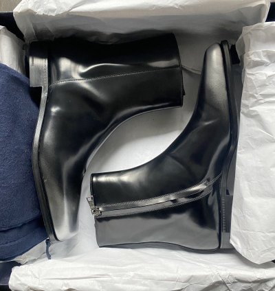 Prada 1650 Black And Silver Nuanced Leather Boot