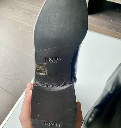 Prada 1650 Black And Silver Nuanced Leather Boot