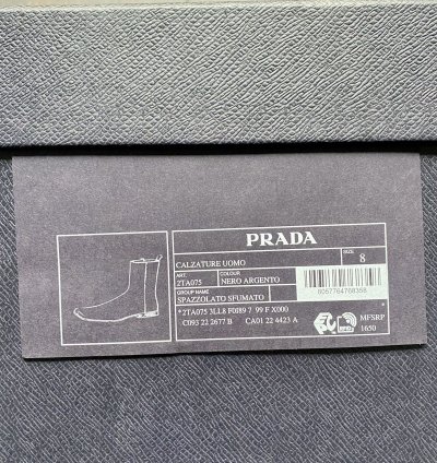 Prada 1650 Black And Silver Nuanced Leather Boot