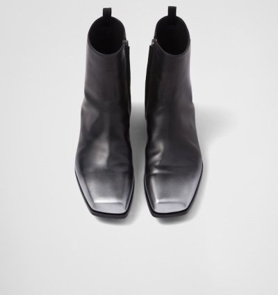 Prada 1650 Black And Silver Nuanced Leather Boot