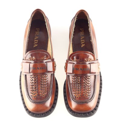 Prada 2020 Ready To Wear Brown Leather Loafers 38 5 Eu