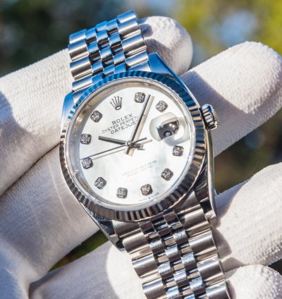 Rolex Datejust 36 september 2023 Mother Of Pearl Diamond Set Dial