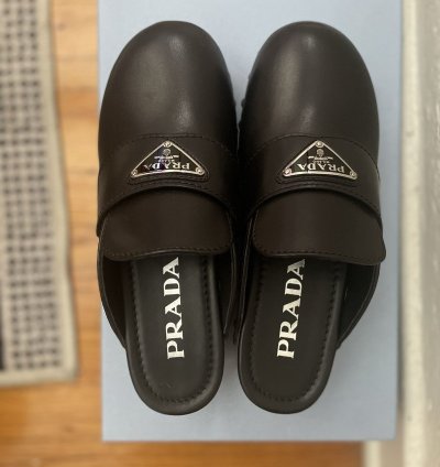 Prada 45mm Leather Logo Clogs