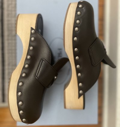 Prada 45mm Leather Logo Clogs