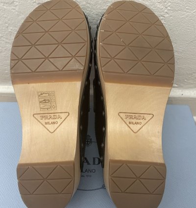 Prada 45mm Leather Logo Clogs