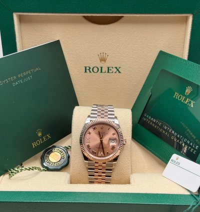 Rolex Datejust 36 126231 Datejust 36mm Steel Rose Gold Pink Roman Dial Diamond At 6-9 Jubilee
