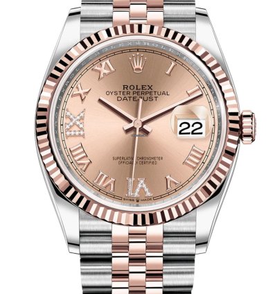 Rolex Datejust 36 126231 Datejust 36mm Steel Rose Gold Pink Roman Dial Diamond At 6-9 Jubilee