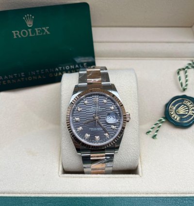 Rolex Datejust 36 126231 Grey Fluted Diamond Oyster
