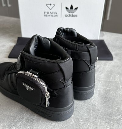 Prada Adidas Re-nylon Forum High Black Sneakers Us 9 5 Eu 43