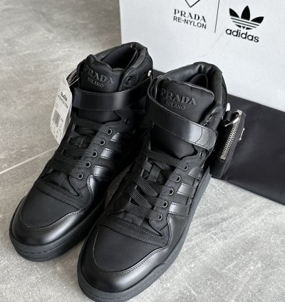 Prada Adidas Re-nylon Forum High Black Sneakers Us 9 5 Eu 43