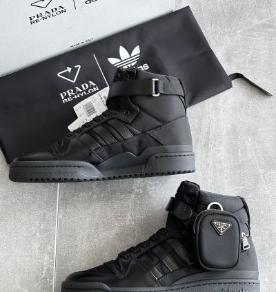 Prada Adidas Re-nylon Forum High Black Sneakers Us 9 5 Eu 43