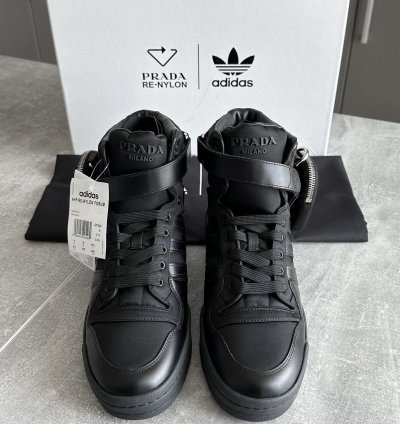 Prada Adidas Re-nylon Forum High Black Sneakers Us 9 5 Eu 43