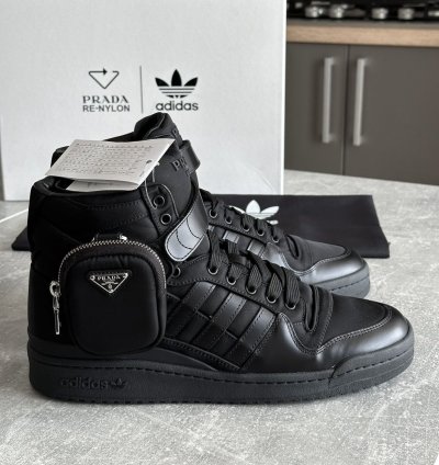 Prada Adidas Re-nylon Forum High Black Sneakers Us 9 5 Eu 43