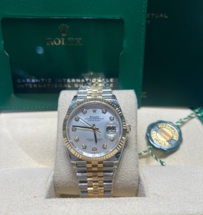 Rolex Datejust 36 126233 Datejust 36mm Steel Yellow Gold White Mop Diamond Dial Jubilee Bracelet