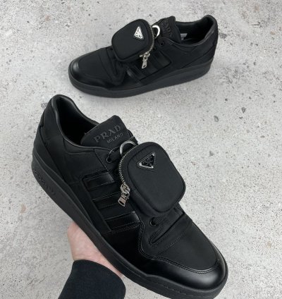 Prada Adidas Re-nylon Forum Low Black Size 13