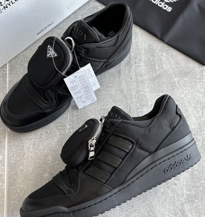 Prada Adidas Re-nylon Forum Low Black Sneakers Us 10 Eu 44