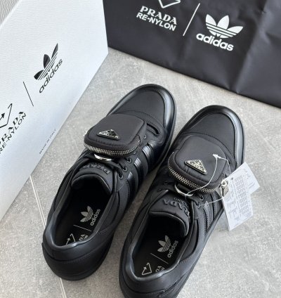 Prada Adidas Re-nylon Forum Low Black Sneakers Us 10 Eu 44