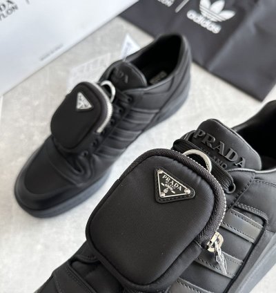 Prada Adidas Re-nylon Forum Low Black Sneakers Us 10 Eu 44