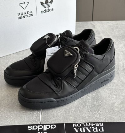 Prada Adidas Re-nylon Forum Low Black Sneakers Us 10 Eu 44
