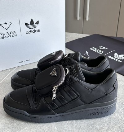 Prada Adidas Re-nylon Forum Low Black Sneakers Us 10 Eu 44