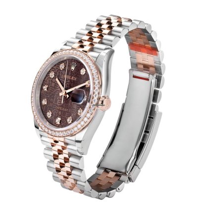Rolex Datejust 36 126281rbr Steel 18k Rose Gold Chocolate Diamond Dial 36 Mm