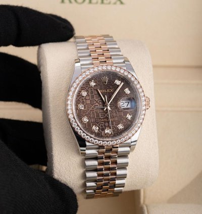 Rolex Datejust 36 126281rbr Steel 18k Rose Gold Chocolate Diamond Dial 36 Mm