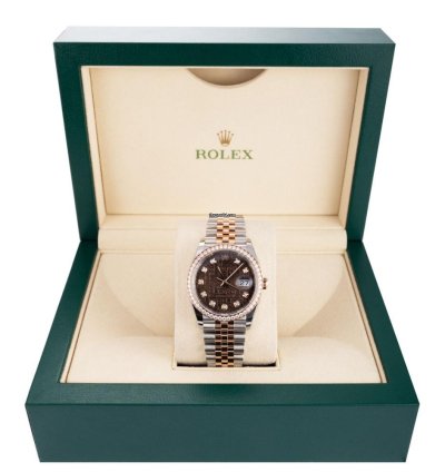 Rolex Datejust 36 126281rbr Steel 18k Rose Gold Chocolate Diamond Dial 36 Mm