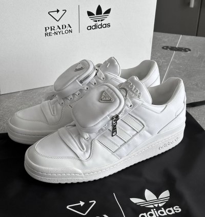 Prada Adidas Re-nylon Forum Low White Sneakers Us 9 5 Eu 43