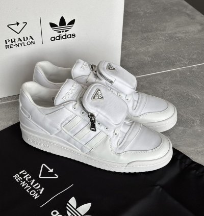 Prada Adidas Re-nylon Forum Low White Sneakers Us 9 5 Eu 43