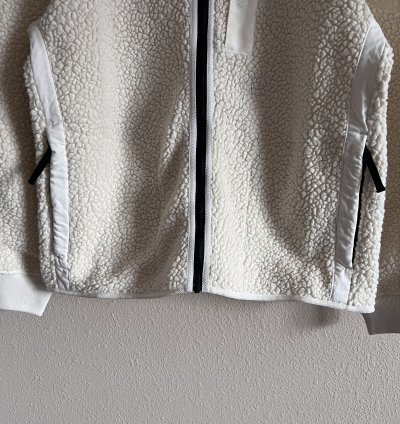 Stone Island Embroidered Logo Teddy Fleece Zip Jacket