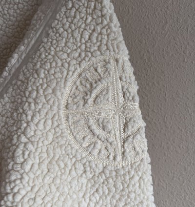 Stone Island Embroidered Logo Teddy Fleece Zip Jacket