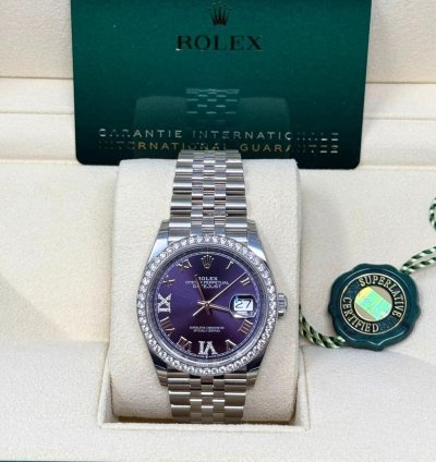 Rolex Datejust 36 126284 Datejust 36 Steel White Gold Diamond Set Bezel Aubergine Vi Ix Diamond Roman Dial