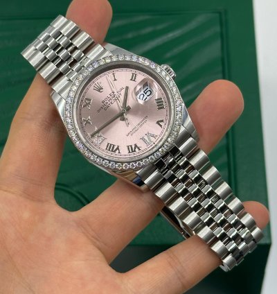 Rolex Datejust 36 126284 Viix Pink Rorman Dial Diamonds Bezel Jubilee