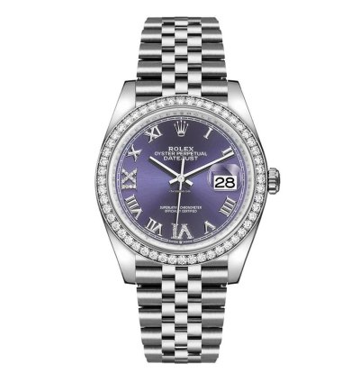 Rolex Datejust 36 126284rbr Steel Aubergine Purple Roman Dial 36 Mm