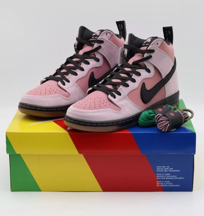 Kcdc Brooklyn Skateshop Nike Sb Dunk High Pink Black Dh7742-600