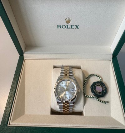 Rolex Datejust 36 18k Gelbgold Stahl Nagelneu Ungetragen Kauf 03 2025