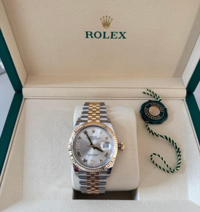 Rolex Datejust 36 18k Gelbgold Stahl Nagelneu Ungetragen Kauf 03 2025