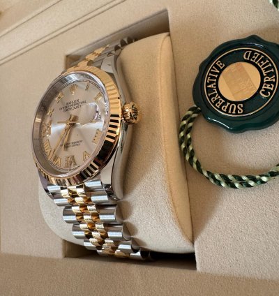 Rolex Datejust 36 18k Gelbgold Stahl Nagelneu Ungetragen Kauf 03 2025