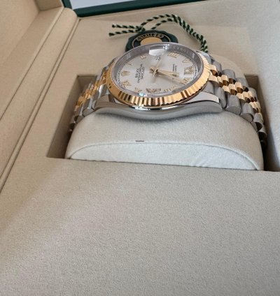 Rolex Datejust 36 18k Gelbgold Stahl Nagelneu Ungetragen Kauf 03 2025